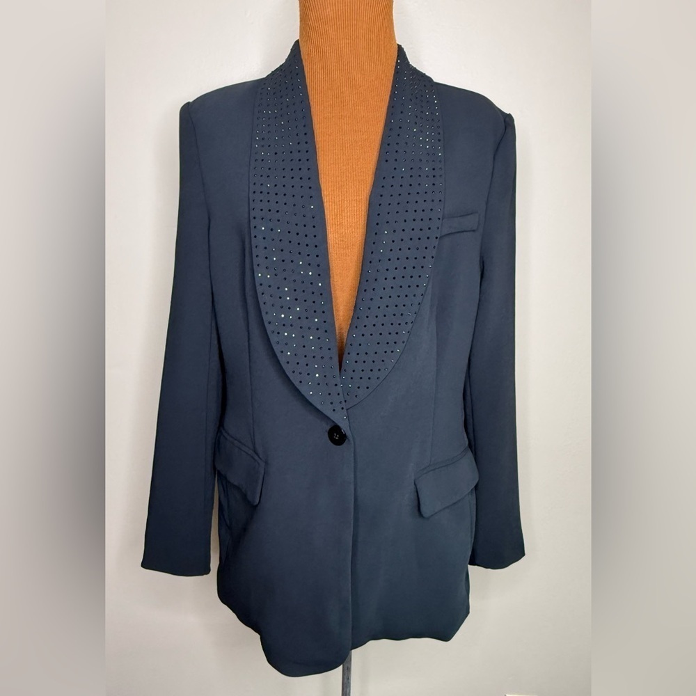 NWT Forever 21 Rhinestone Single Breasted Blazer Black Size Medium